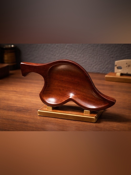 Unbranded Other - Hand-Carved Mahogany Wood Serving Tray w/ A Leaf or Organic Shape